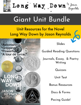 Preview of Long Way Down by Reynolds GIANT UNIT BUNDLE Quizzes, Test, Slides, Writing +More