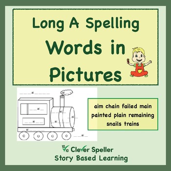 Preview of Spelling Activity Words in Pictures, Long A Sound: Digital and Distance Learning