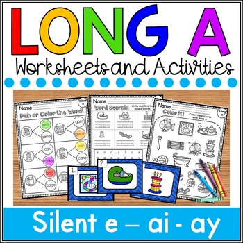 Long A Worksheets Silent E Ai Ay By First Tries And Sunny Skies