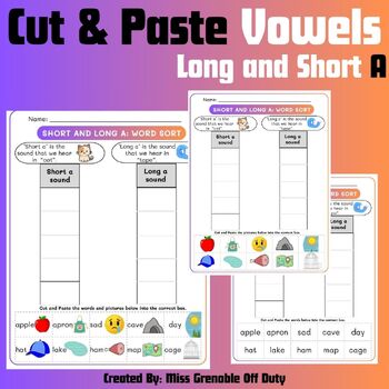 Preview of Cut and Paste Worksheet | Vowel A | 1st Grade, 2nd Grade | Dollar Deal