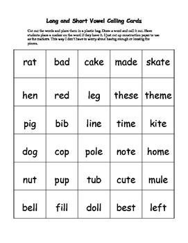 Long and Short Vowel Bingo w/30 Boards by Anna Navarre | TpT
