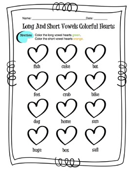 long and short vowel coloring worksheets by sunny side up