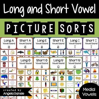 Long and Short Vowel Picture Sorts by Angela Dansie | TpT