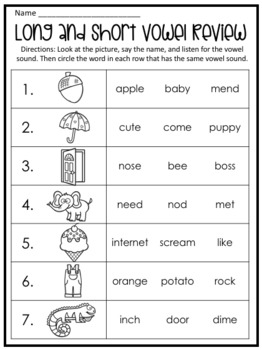 Long and Short Vowel Review by Miss Knight's Nook | TpT