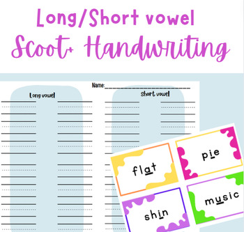 Preview of Long and Short Vowel Word Sort/Scoot + Handwriting