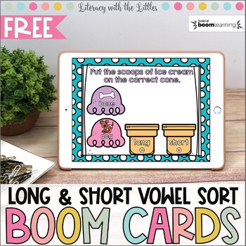 Preview of Long and Short Vowel Sort BOOM Cards | Digital Task Cards | Distance Learning