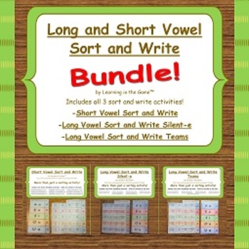 Preview of Long and Short Vowel Sort and Write Bundle