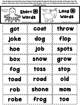 Long and Short Vowel Sorts: Print & Go Long and Short Vowel Word Sorts