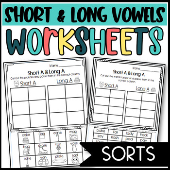 Preview of Long and Short Vowel Sorts Worksheets A E I O U Sounds Activity Practice Review