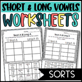 Long and Short Vowel Sorts Worksheets A E I O U Sounds Act