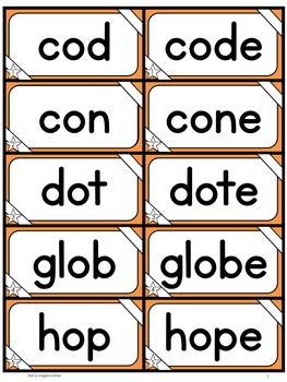 Long and Short Vowel Word Sort (o with silent e) by Angela Dansie