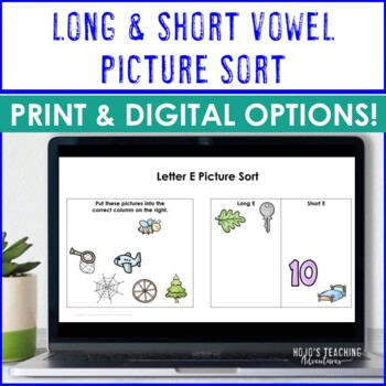 Preview of Long and Short Vowel Worksheet or Assessment - Print AND Digital Resources