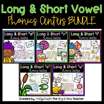 Preview of Long Vowel Patterns & Short Vowel Spring Phonics Centers Worksheets & Activities