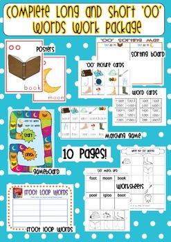 Long and Short 'oo' words work package by Top Teacher | TpT