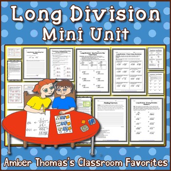 Preview of Long division mini unit lesson plans, activities and worksheets
