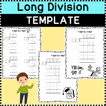 Preview of Long division template - 2, 3, 4, 5, 6 digit by 1, 2 digit (Clip art set)