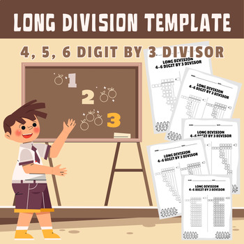 Preview of Long division template 4, 5, 6 digit by 3 divisor