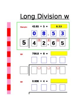 long division using the bus stop method by bernys math resources