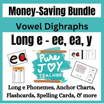 Preview of Long e Bundle, ea, ee, y, ey+ Structured Literacy Anchors, Flashcards, Spelling