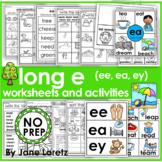 Long e worksheets and activities (ea, ee and ey) NO PREP