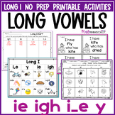 Long i Vowel Team Activities - Vowel Digraphs ie, igh, y &