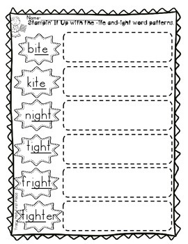 long i word work ite ight spelling phonics freebie included in preview