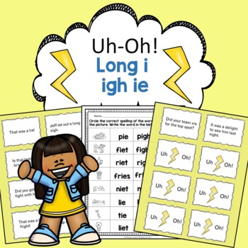 Long i Words with igh and ie Reading Fluency Practice Uh-Oh! | TPT