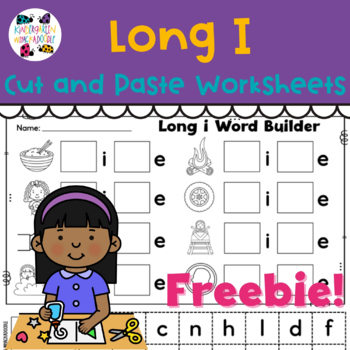 Preview of Long i Worksheets With Cut and Paste Activities Freebie