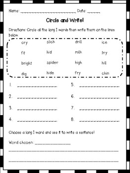 Long i i ie igh y Printables and Activities by 