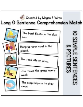Preview of Long o vowel teams OA OE OW: Sentence-Picture Match