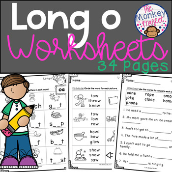 Long Vowel Worksheets Long o by The Monkey Market | TpT