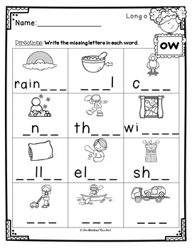 Long Vowel Worksheets Long o by The Monkey Market | TpT