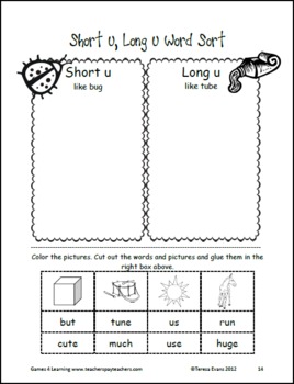 long u word work games and activities by games 4 learning tpt