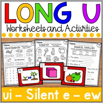 long u worksheets silent e oo ew by first tries and sunny skies