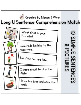 Preview of Long u vowel teams UI UE EW: Sentence-Picture Match