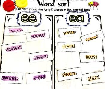 Preview of Long vowel word sort worksheets