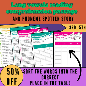 Preview of Long vowels reading comprehension passage and  Phoneme Spotter Story,(creative )