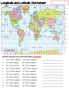 Longitude and Latitude Worksheet by Dollar's Doodads | TpT