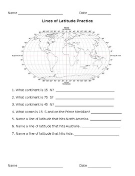 Longitude And Latitude Worksheets Separate Sheets For Both By Dido S Corner