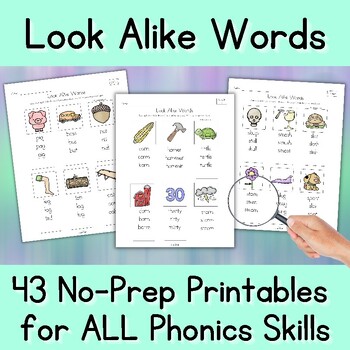 Preview of Look Alike Words for ALL Phonics Skills - NO PREP Printables - OG/SOR Aligned