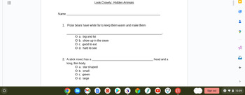 Preview of Look Closely:  Hidden Animals Level 2 Spectrum Readers Questions and Answers