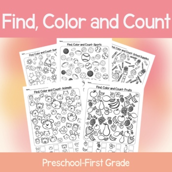 Preview of Look, Color, and Count Activity Sheets, Search and Find, Counting Activity