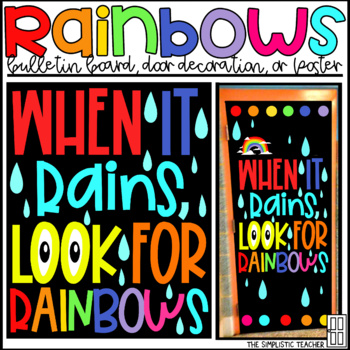 Preview of Look For Rainbows March Growth Mindset Bulletin Board, Door Decor, or Poster