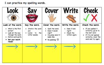 Preview of Spelling /Word Work Strategy - Look, Say, Cover, Write, Check