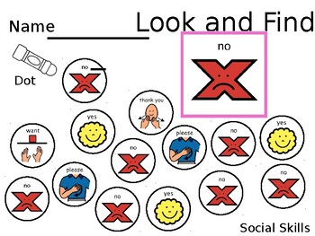 Preview of Look and Find Core Vocabulary for Autism "NO"