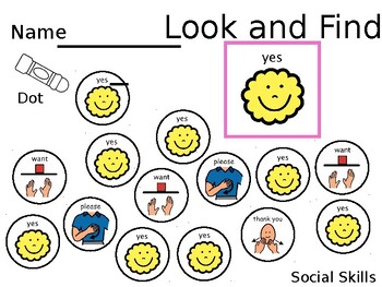 Preview of Look and Find Core Vocabulary for Autism "YES"