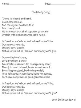 Looking at History Through Song: Revolutionary War's Liberty Song