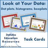 Look at Your Data! Task Cards for Dot Plots, Histograms, B