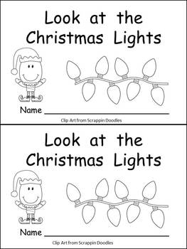 Look at the Christmas Lights Kindergarten Emergent Reader book | TpT