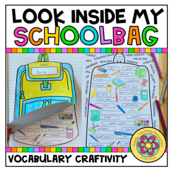 Preview of Look inside my schoolbag - Vocabulary Craftivity (school things)